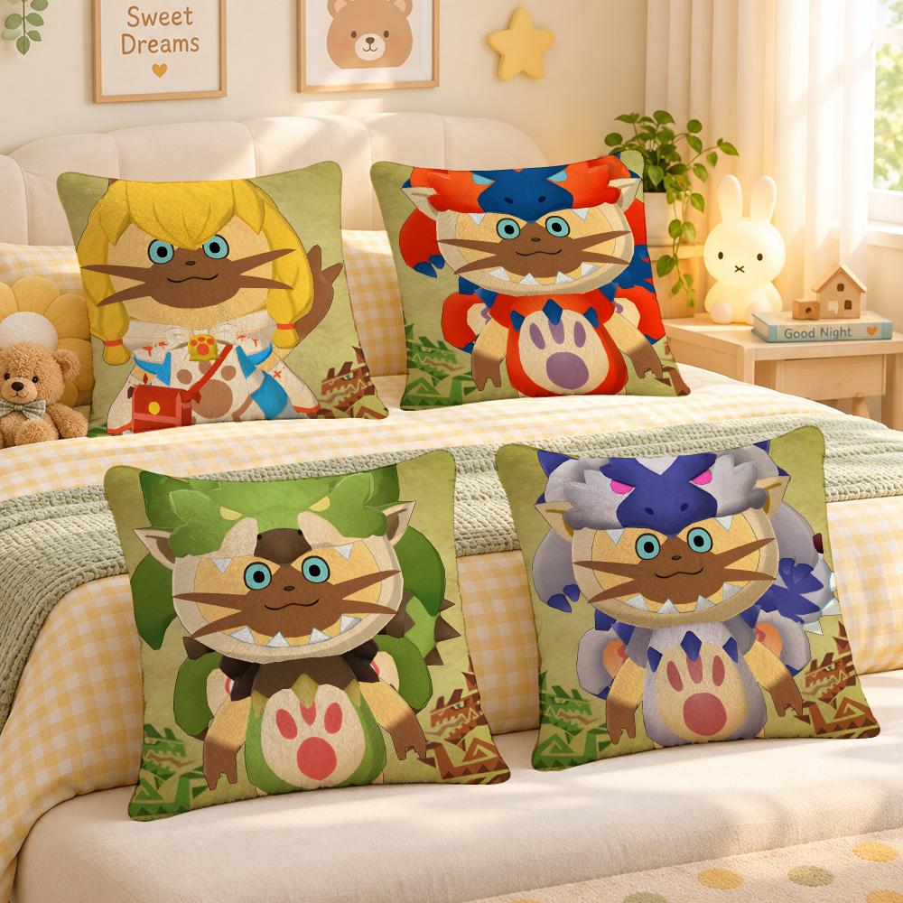 Office Quest - ปลอกหมอนอิงลายเกม Monster Hunter RPG Quest หมอนกำมะหยี่นุ่ม