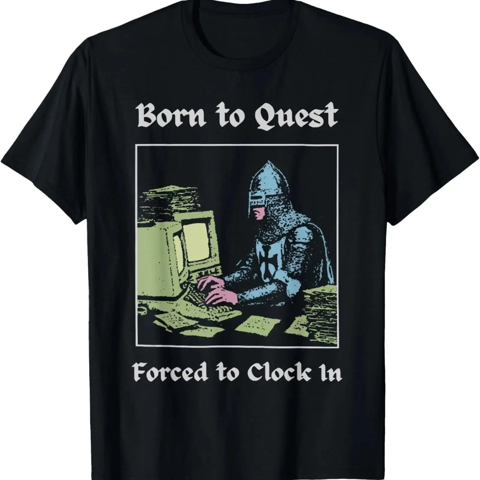 Office Quest - เสื้อยืดลาย Born to Quest Forced Clock