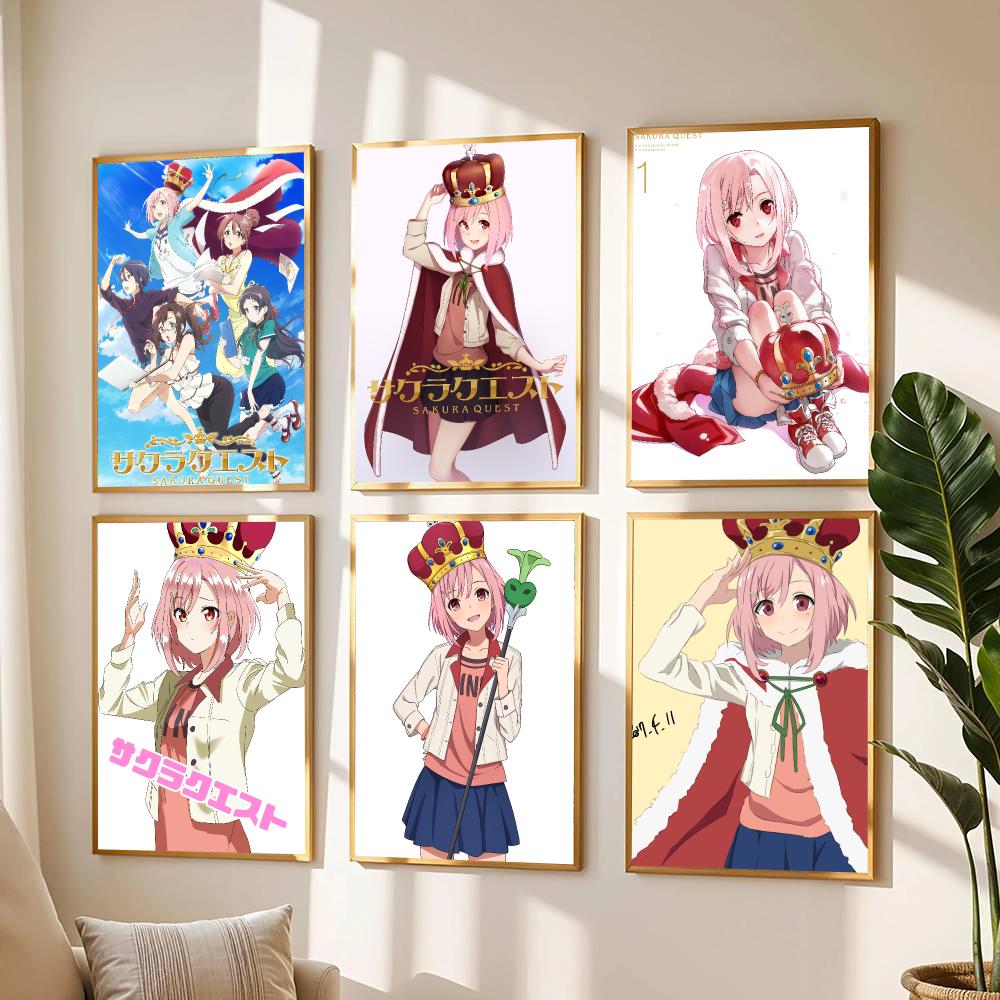 Office Quest - โปสเตอร์อนิเมะ S-Sakura Quest-T สติ๊กเกอร์ติดผนังสไตล์โมเดิร์นสำหรับห้องนั่งเล่น คาเฟ่ สำนักงาน