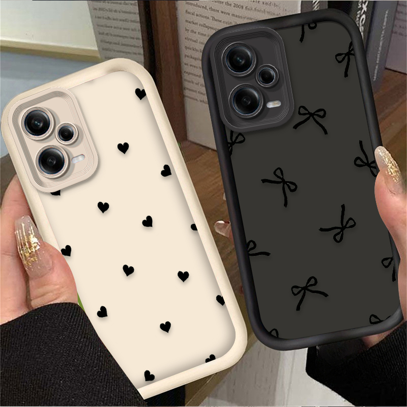 Receipt Printer Thermal - เคสโทรศัพท์ลายโบว์รูปหัวใจสีดำ สำหรับ Xiaomi Redmi Note 13