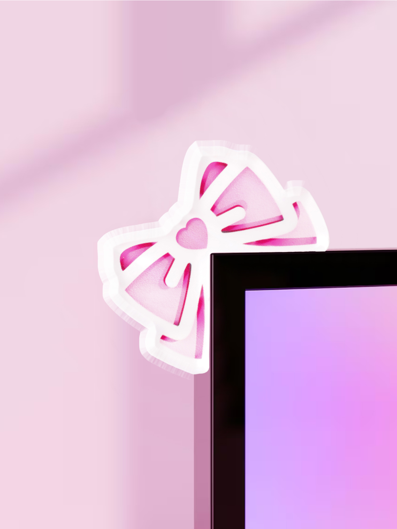 Office Technologies - โบว์ตกแต่งจอคอมพิวเตอร์สุดน่ารัก สีชมพู ทำจากอะคริลิก อุปกรณ์เสริมสำหรับคอมพิวเตอร์ ของตกแต่งโต๊ะทำงานน่ารัก สำหรับจัดเซ็ตเกมมิ่ง